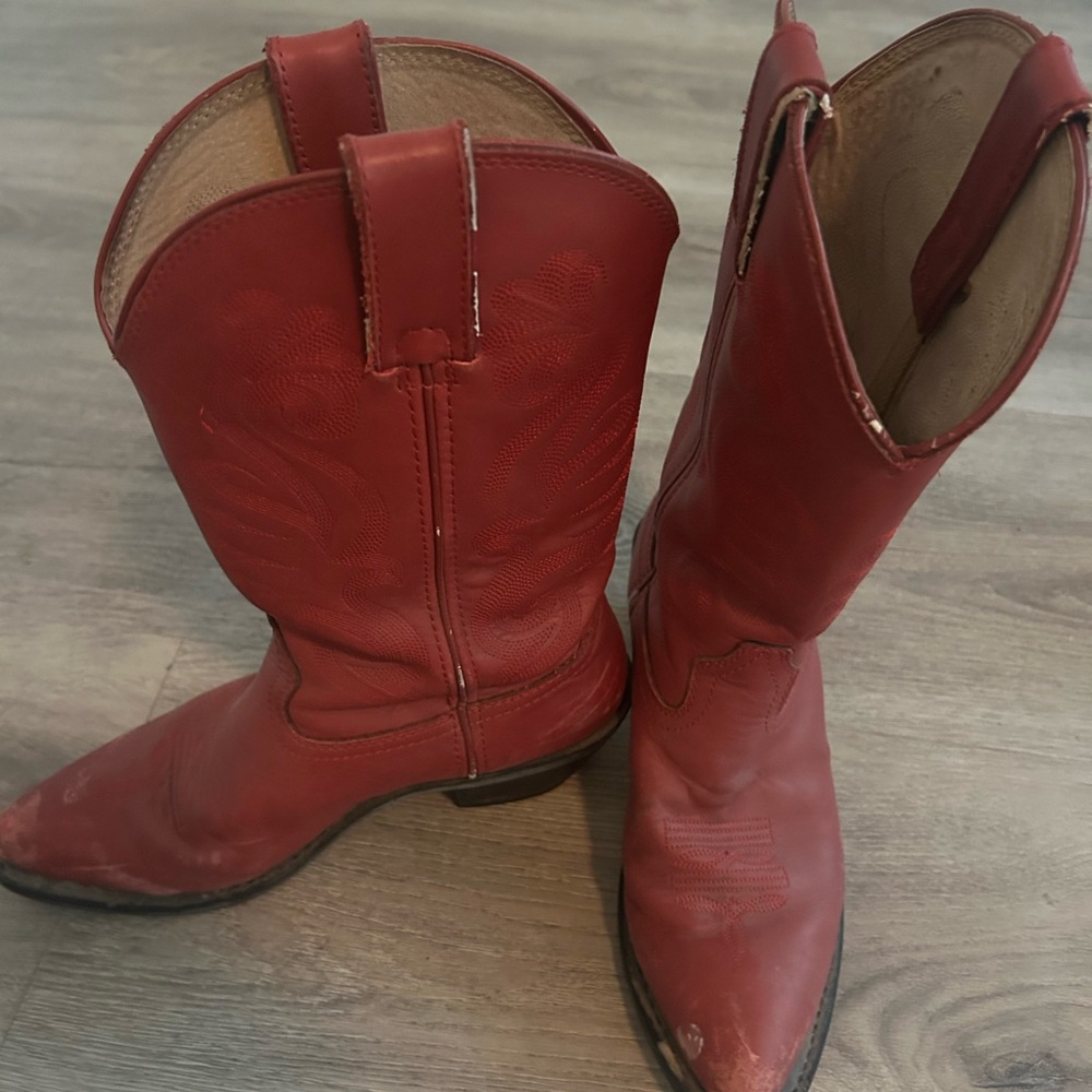 Durango Red Leather Boot with Pull Strap - image 3
